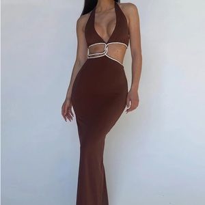 NICHA
Diamante Cut Out Midi Dress - Chocolate